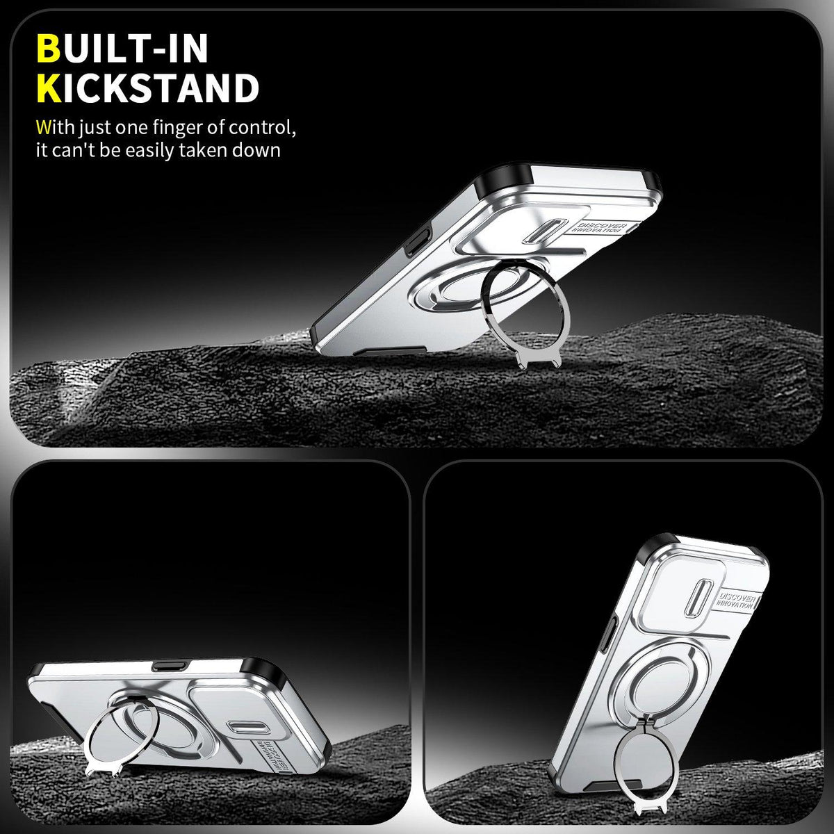 For iPhone 13 Pro Sliding Camshield Ring Holder Phone Case - Silver - EDA006784210G