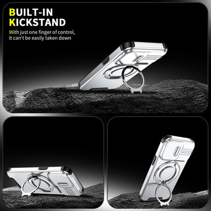 For iPhone 13 Pro Sliding Camshield Ring Holder Phone Case - Silver - EDA006784210G