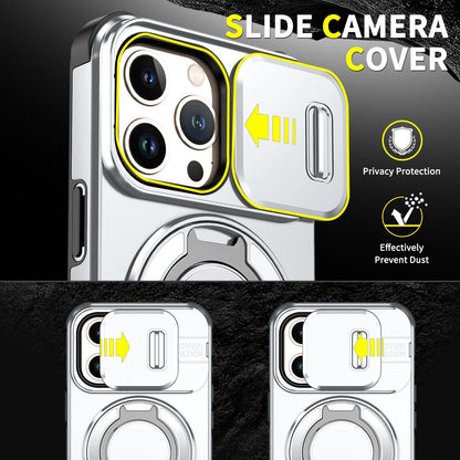 For iPhone 13 Pro Sliding Camshield Ring Holder Phone Case - Silver - EDA006784210G