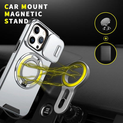 For iPhone 13 Pro Sliding Camshield Ring Holder Phone Case - Silver - EDA006784210G