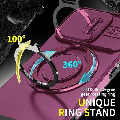 For iPhone 13 Pro Sliding Camshield Ring Holder Phone Case - Cherry Red - EDA006784210H