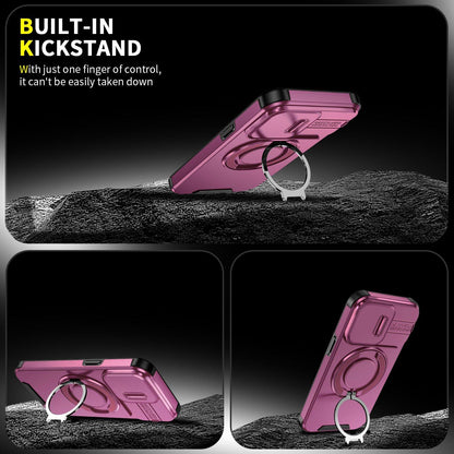 For iPhone 13 Pro Sliding Camshield Ring Holder Phone Case - Cherry Red - EDA006784210H