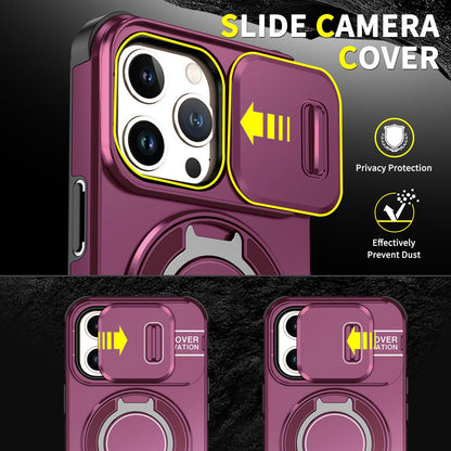 For iPhone 13 Pro Sliding Camshield Ring Holder Phone Case - Cherry Red - EDA006784210H