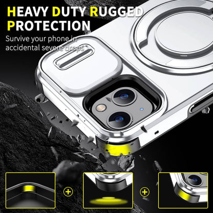 For iPhone 13 Sliding Camshield Ring Holder Phone Case - Silver - EDA006784211G