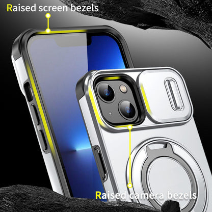 For iPhone 13 Sliding Camshield Ring Holder Phone Case - Silver - EDA006784211G