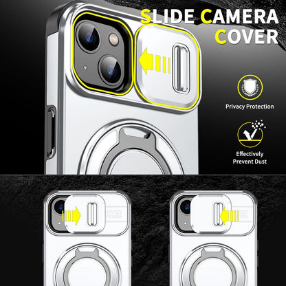 For iPhone 13 Sliding Camshield Ring Holder Phone Case - Silver - EDA006784211G