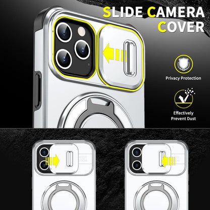 For iPhone 12 Sliding Camshield Ring Holder Phone Case - Silver - EDA006784212G