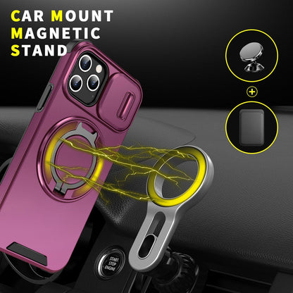 For iPhone 12 Sliding Camshield Ring Holder Phone Case - Cherry Red - EDA006784212H