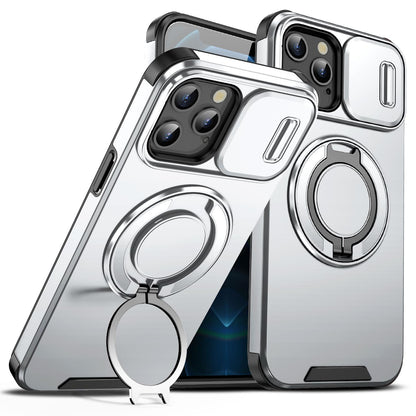For iPhone 12 Pro Max Sliding Camshield Ring Holder Phone Case - Silver - EDA006784213G