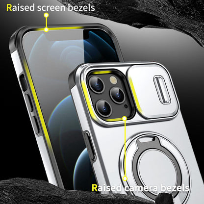 For iPhone 12 Pro Max Sliding Camshield Ring Holder Phone Case - Silver - EDA006784213G