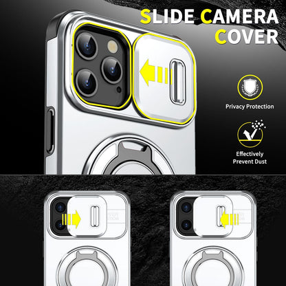 For iPhone 12 Pro Max Sliding Camshield Ring Holder Phone Case - Silver - EDA006784213G