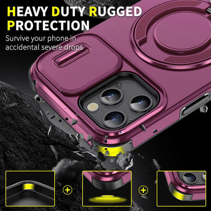 For iPhone 12 Pro Max Sliding Camshield Ring Holder Phone Case - Cherry Red - EDA006784213H
