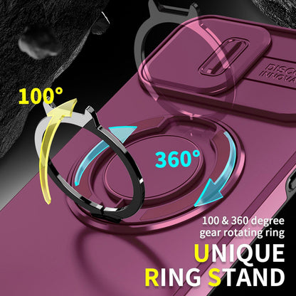 For iPhone 12 Pro Max Sliding Camshield Ring Holder Phone Case - Cherry Red - EDA006784213H