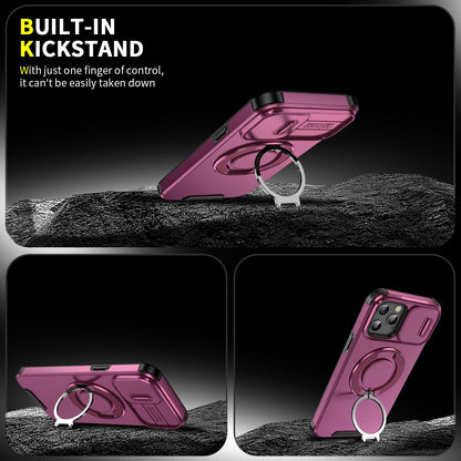 For iPhone 12 Pro Max Sliding Camshield Ring Holder Phone Case - Cherry Red - EDA006784213H