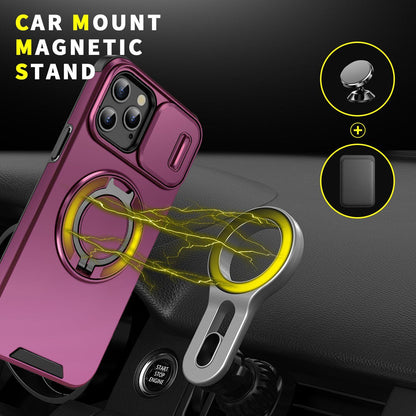 For iPhone 12 Pro Max Sliding Camshield Ring Holder Phone Case - Cherry Red - EDA006784213H