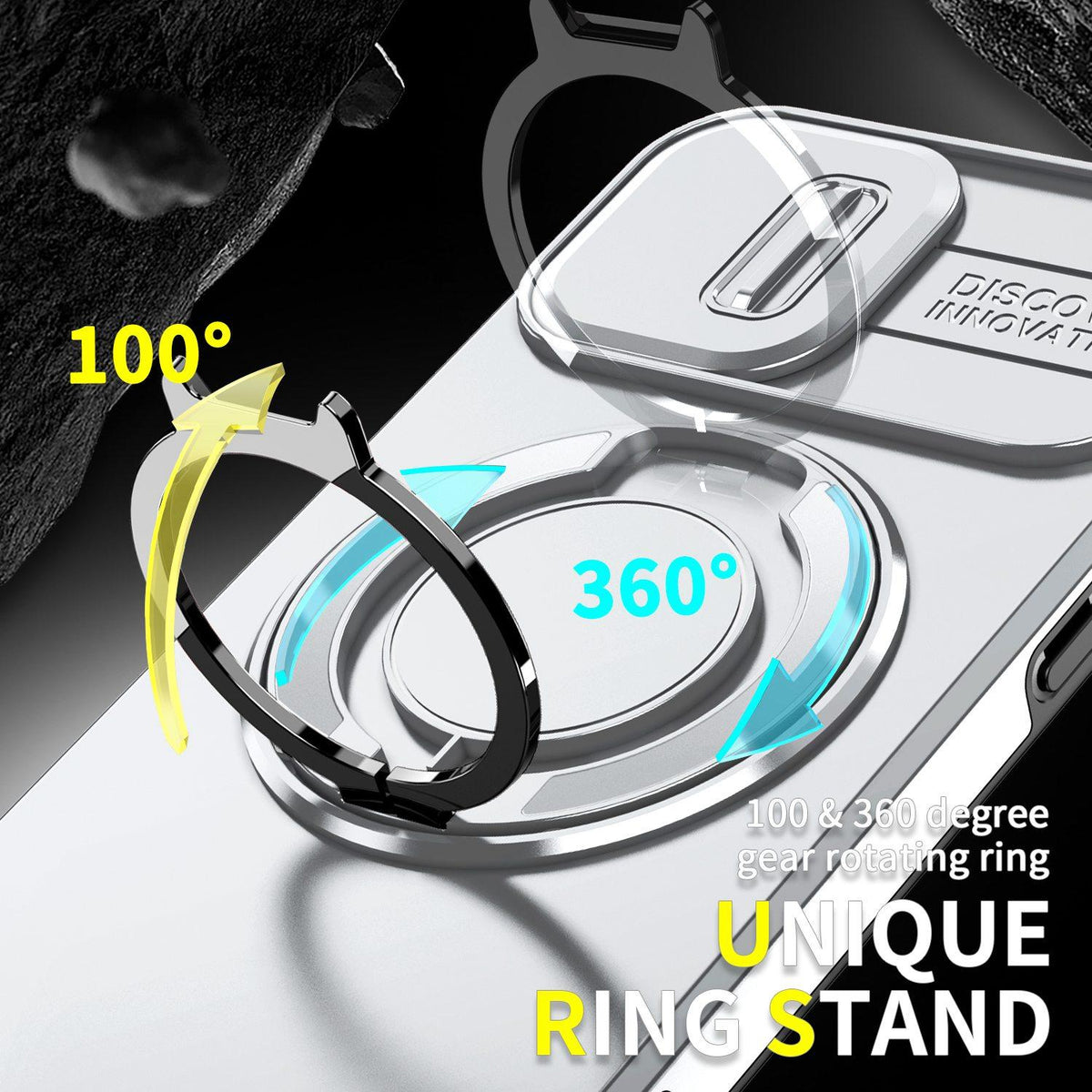 For iPhone 12 Pro Sliding Camshield Ring Holder Phone Case - Silver - EDA006784214G