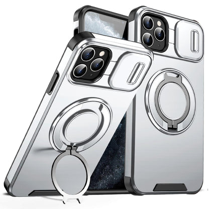 For iPhone 11 Pro Max Sliding Camshield Ring Holder Phone Case - Silver - EDA006784215G