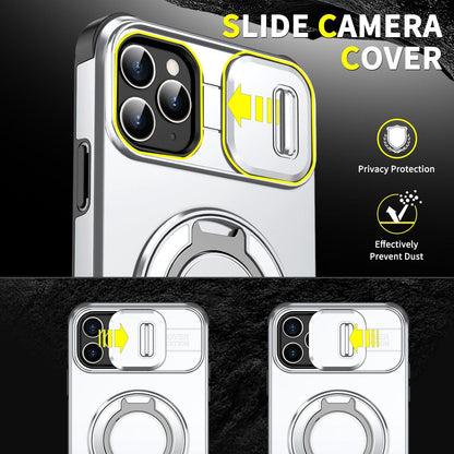 For iPhone 11 Pro Max Sliding Camshield Ring Holder Phone Case - Silver - EDA006784215G