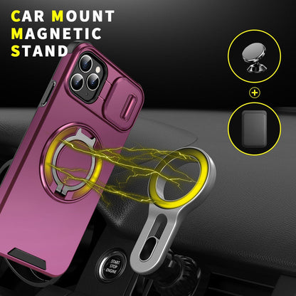 For iPhone 11 Pro Max Sliding Camshield Ring Holder Phone Case - Cherry Red - EDA006784215H