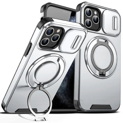 For iPhone 11 Pro Sliding Camshield Ring Holder Phone Case - Silver - EDA006784217G