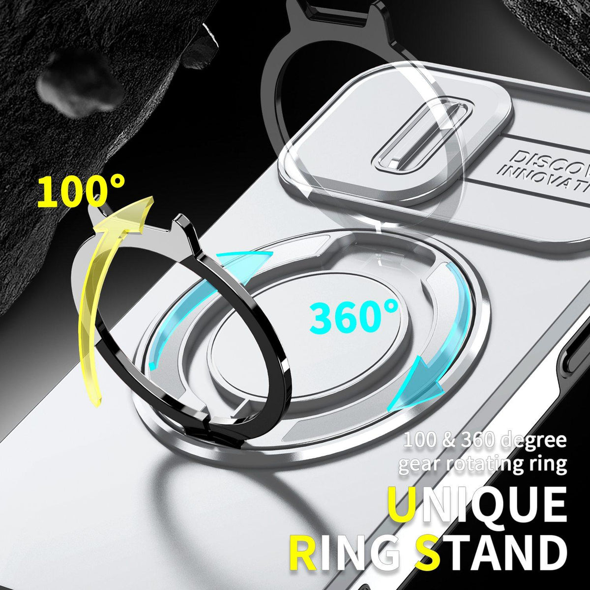 For iPhone 11 Pro Sliding Camshield Ring Holder Phone Case - Silver - EDA006784217G