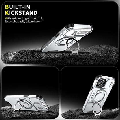 For iPhone 11 Pro Sliding Camshield Ring Holder Phone Case - Silver - EDA006784217G