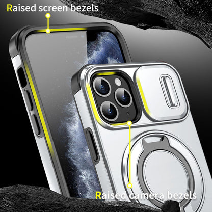 For iPhone 11 Pro Sliding Camshield Ring Holder Phone Case - Silver - EDA006784217G