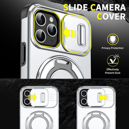 For iPhone 11 Pro Sliding Camshield Ring Holder Phone Case - Silver - EDA006784217G