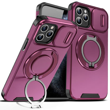 For iPhone 11 Pro Sliding Camshield Ring Holder Phone Case - Cherry Red - EDA006784217H