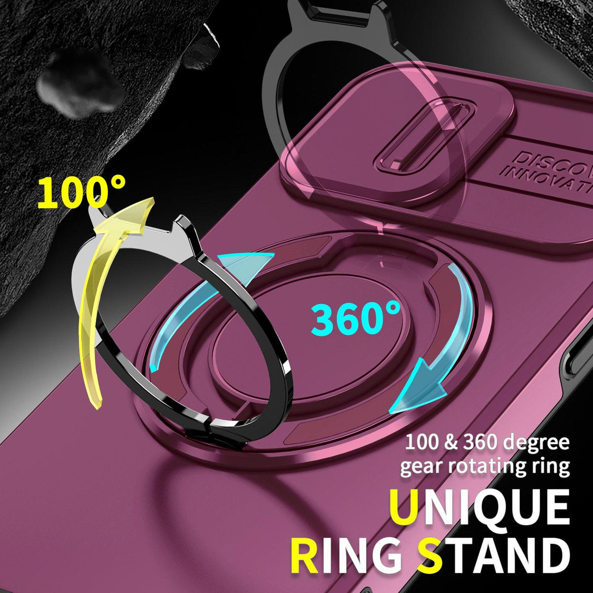 For iPhone 11 Pro Sliding Camshield Ring Holder Phone Case - Cherry Red - EDA006784217H