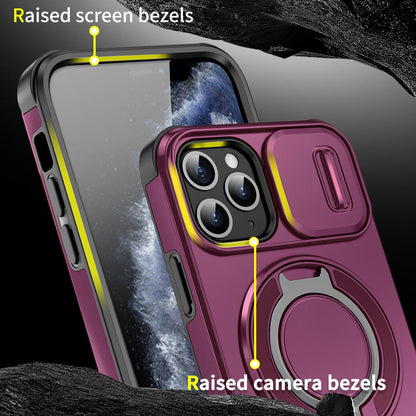For iPhone 11 Pro Sliding Camshield Ring Holder Phone Case - Cherry Red - EDA006784217H