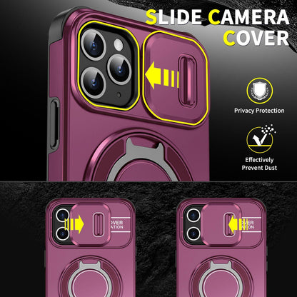For iPhone 11 Pro Sliding Camshield Ring Holder Phone Case - Cherry Red - EDA006784217H