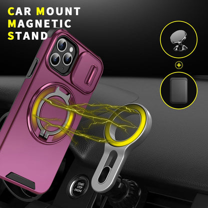 For iPhone 11 Pro Sliding Camshield Ring Holder Phone Case - Cherry Red - EDA006784217H