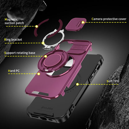 For iPhone 11 Pro Sliding Camshield Ring Holder Phone Case - Cherry Red - EDA006784217H