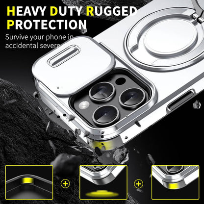 For iPhone 16 Pro Max Sliding Camshield Ring Holder Phone Case - Silver - EDA006784218G
