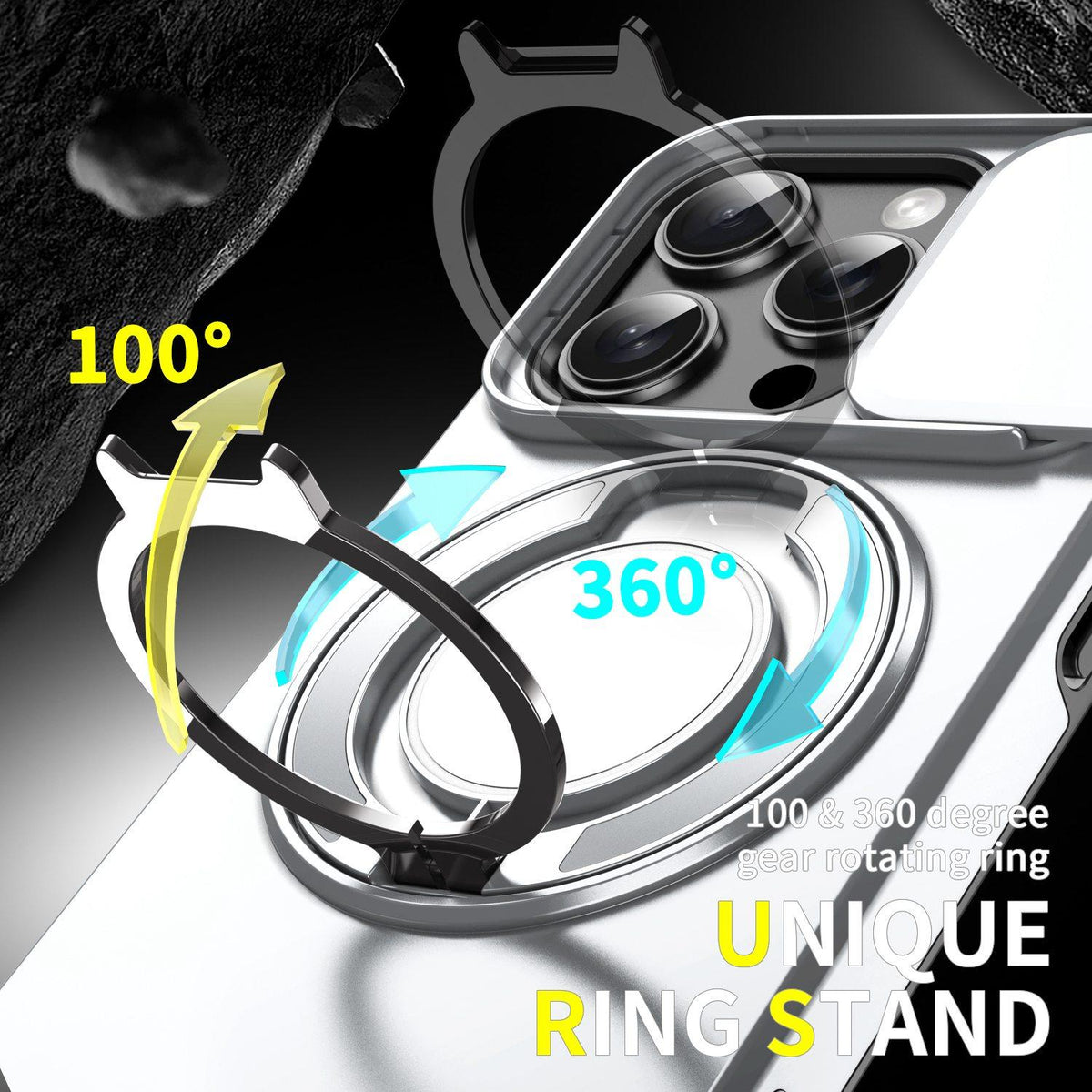 For iPhone 16 Pro Max Sliding Camshield Ring Holder Phone Case - Silver - EDA006784218G