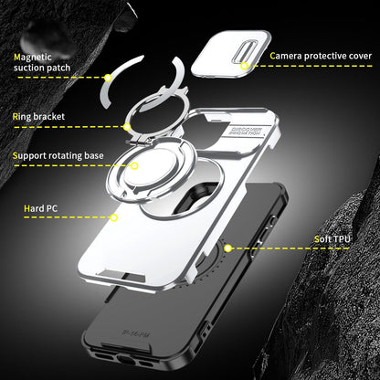 For iPhone 16 Pro Max Sliding Camshield Ring Holder Phone Case - Silver - EDA006784218G