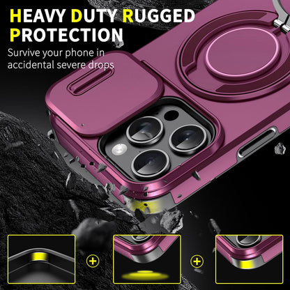 For iPhone 16 Pro Max Sliding Camshield Ring Holder Phone Case - Cherry Red - EDA006784218H