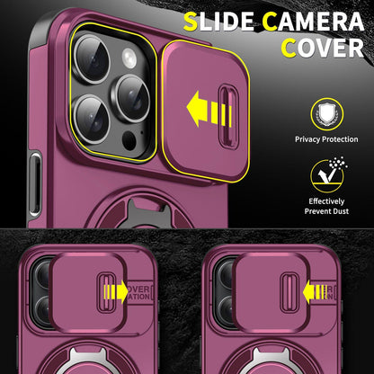 For iPhone 16 Pro Max Sliding Camshield Ring Holder Phone Case - Cherry Red - EDA006784218H