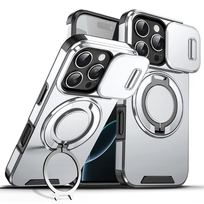 For iPhone 16 Pro Sliding Camshield Ring Holder Phone Case - Silver - EDA006784219G