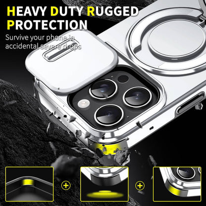 For iPhone 16 Pro Sliding Camshield Ring Holder Phone Case - Silver - EDA006784219G