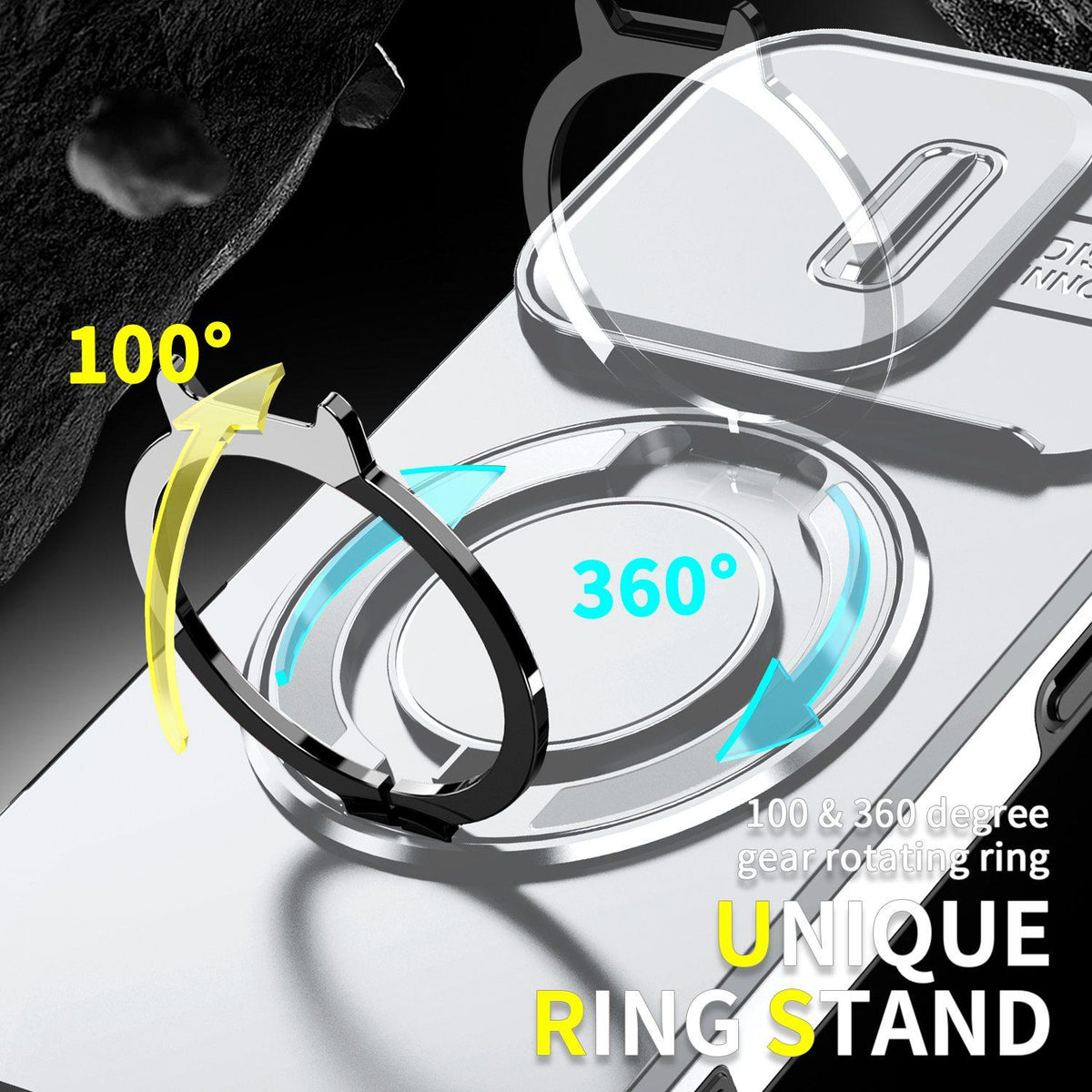 For iPhone 16 Pro Sliding Camshield Ring Holder Phone Case - Silver - EDA006784219G