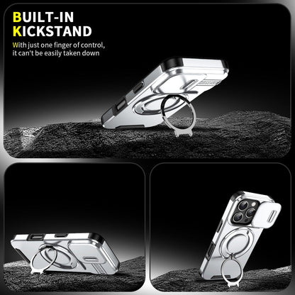 For iPhone 16 Pro Sliding Camshield Ring Holder Phone Case - Silver - EDA006784219G