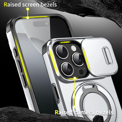 For iPhone 16 Pro Sliding Camshield Ring Holder Phone Case - Silver - EDA006784219G