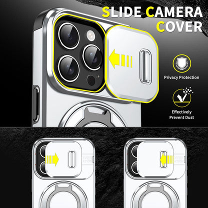 For iPhone 16 Pro Sliding Camshield Ring Holder Phone Case - Silver - EDA006784219G