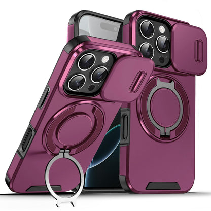 For iPhone 16 Pro Sliding Camshield Ring Holder Phone Case - Cherry Red - EDA006784219H