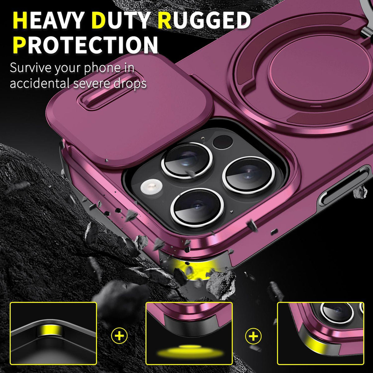 For iPhone 16 Pro Sliding Camshield Ring Holder Phone Case - Cherry Red - EDA006784219H