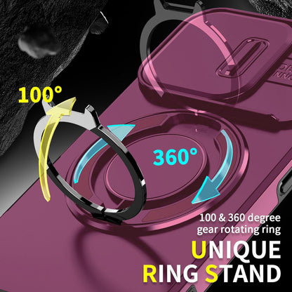 For iPhone 16 Pro Sliding Camshield Ring Holder Phone Case - Cherry Red - EDA006784219H