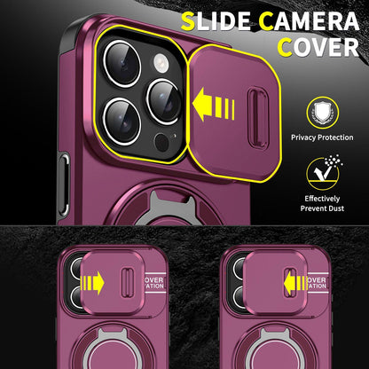 For iPhone 16 Pro Sliding Camshield Ring Holder Phone Case - Cherry Red - EDA006784219H