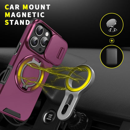 For iPhone 16 Pro Sliding Camshield Ring Holder Phone Case - Cherry Red - EDA006784219H